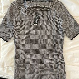 WHBM chevron short sleeve turtleneck sweater